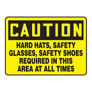 Caution Sign, 10 in ht, 14 in wd, Plastic