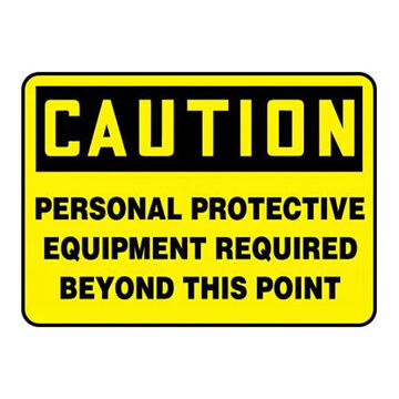 Caution Sign, 7 in ht, 10 in wd, Adhesive Vinyl