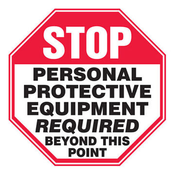Stop Safety Sign, 12 in ht, 12 in wd, Adhesive Vinyl