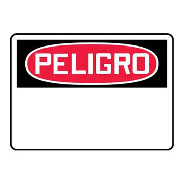 Danger Sign, 7 in ht, 10 in wd, White Background, Plastic, Hole Mount