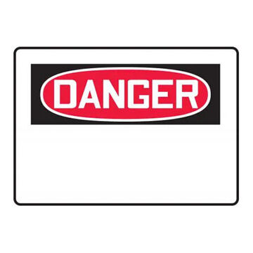 Danger Sign, 14 in ht, 20 in wd, White Background, Plastic, Hole Mount
