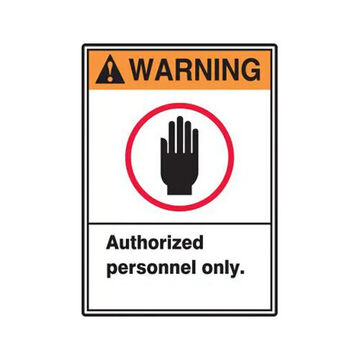 ANSI Warning Safety Sign, 10 in ht, 7 in wd, Adhesive Vinyl
