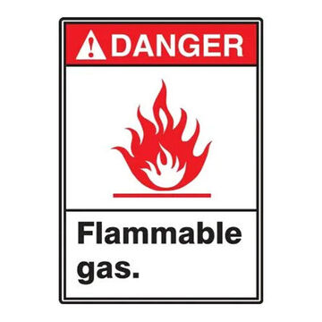 Danger Sign, 14 in ht, 10 in wd, Black on Red/White, Dura Plastic, Hole Mount