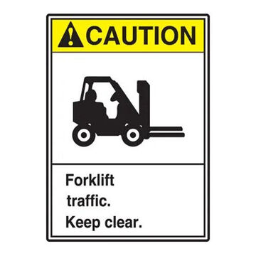 ANSI Caution Safety Sign, 14 in ht, 10 in wd, Adhesive Vinyl