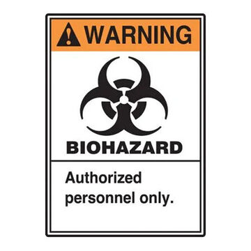 Warning Safety Sign, 10 in ht, 14 in wd, Adhesive Vinyl