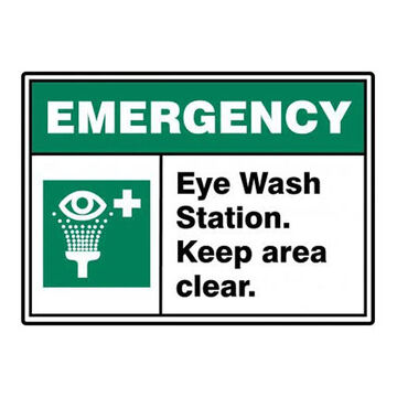 Emergency Safety Sign, 14 in ht, 10 in wd, Aluminum, Through Hole Mount
