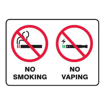 No Smoking Sign, 10 in ht, 14 in wd, Aluminum, Surface Mount