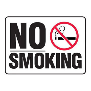 Smoking Control Sign, 10 in ht, 14 in wd, Aluminum, Surface Mount
