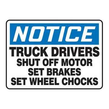 Set Wheel Chocks Notice Sign, Adhesive Vinyl