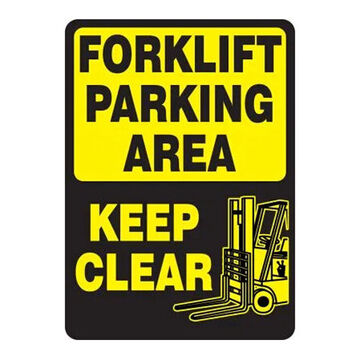 Forklift Parking Area Safety Sign, 14 in ht, 10 in wd, Adhesive Vinyl