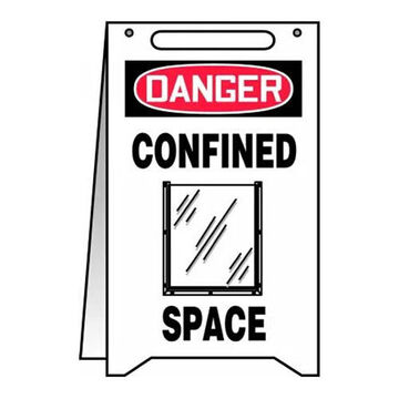 Floor Danger Sign, 20 in ht, 12 in wd, Plastic, Hole Mount