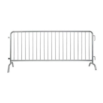 Heavy-Duty Interlocking Barricade Barricade, 43 in ht, 4 in lg, White, Galvanized Steel