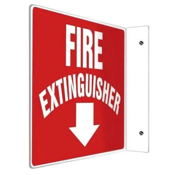 Safety Sign, 8 in ht, 12 in wd, White on Red, Plastic, Hole Mount