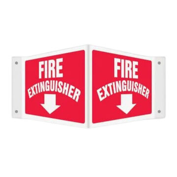 Safety Sign, 8 in ht, 12 in wd, White on Red, Plastic, Hole Mount