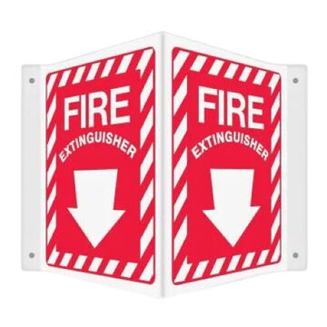 Safety Sign, 12 in ht, 14 in wd, White on Red, Plastic, Hole Mount