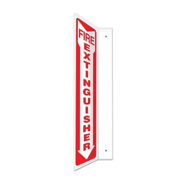 Safety Sign, 12 in ht, 4 in wd, Red on White/White on Red, Plastic, Hole Mount