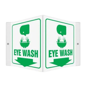 3D Safety Sign, 66 in ht, 5 in wd, Green on White, Plastic, Wall With Screws, Self-adhesive Mount