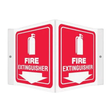 Safety Sign, 8 in ht, 8 in wd, White on Red, Plastic, Hole Mount