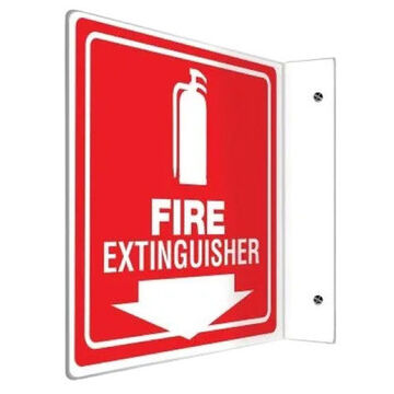 Safety Sign, 8 in ht, 8 in wd, White on Red, Plastic, Hole Mount