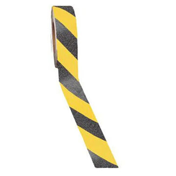 Marking Floor Tape, 60 ft ht, 4 in wd, Black and Yellow, PVC