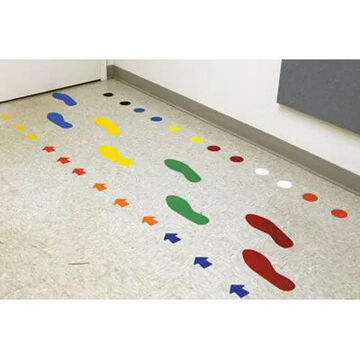 Marking Shapes Floor Sign, 6 in ht, Yellow, Adhesive Mount