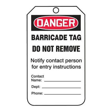 Safety Tag, 5-3/4 in ht, 3-1/4 in wd, Black/Red on White, 3/8 in Dia, PF-Cardstock