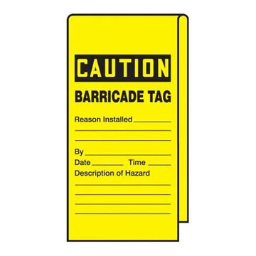 Safety Tag, 12 in ht, 3-1/8 in wd, Black/Yellow, Vinyl
