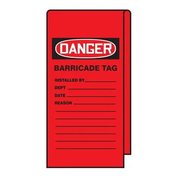 Safety Tag, 12 in ht, 3-1/8 in wd, Black/Red/White, Vinyl