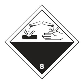 TDG Shipping Label, 4 in ht, 4 in wd, Hazard class 8 corrosive, Paper