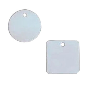 Blank Circle Id Tag, Gray/White, 3/16 in Hole, Aluminum