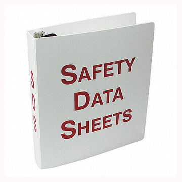 3-Ring Binder, Safety Data Sheets, English, Red/White, 3 in Ring, 11-5/8 in ht