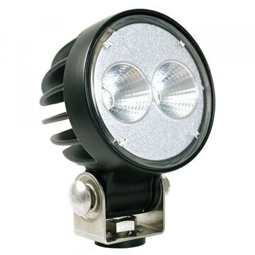 Lampe de travail ronde Far Flood, LED, 1800 lumens, 10 à 48 V, fonte d'aluminium noire, polycarbonate