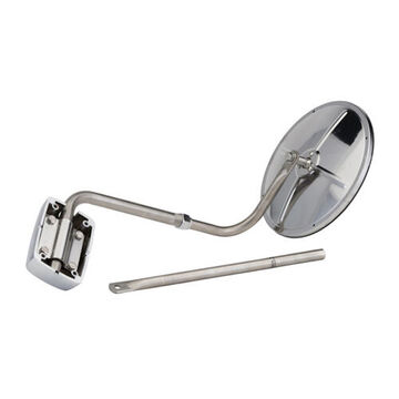 Round Mirror, Stainless, 56 sq. in Reflective Area, 56 sq.in. Reflective Area, Screw Mount, Stainless Steel