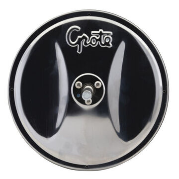 Convex Round Mirror, Stainless Steel, 46.7 sq. in. Reflective Area, Bracket Mount, Glass Lens, Stainless Steel Back