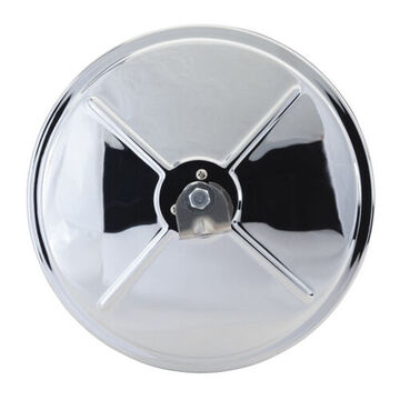 Convex Round Mirror, Chrome, 46.7 sq. in. Reflective Area, Stud Mount, Steel Housing, Glass Lens, Chrome