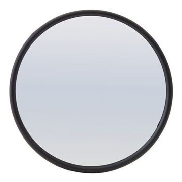 Convex Round Mirror, Black Powder Coated, 56 sq. in Reflective Area, 56 sq. in. Reflective Area, Bracket Mount, Steel Back, Black