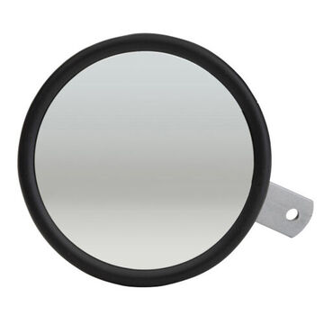 Miroir rond, revêtement en poudre noire, 20 pouce². Zone réfléchissante, zone réfléchissante de 20 pouce carrés, montage à pince, boîtier en acier, lentille en verre, noir