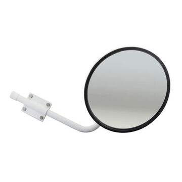 Convex Round Mirror, 95 in2 Reflective Area, 95 in2 Reflective Area, Screw Mount, Stainless Steel, White
