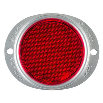 Round Reflector, Red Lens/Silver Housing, Acrylic Lens, Steel Housing