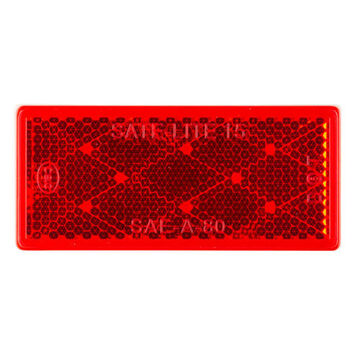 Réflecteur rectangulaire, 3-1/4 pouce LG, 1-7/16 pouce wd, rouge, lentille acrylique