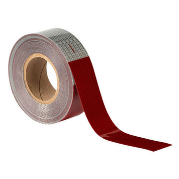 Reflective Tape, 150 ft Roll lg, 2 in wd, Red/Silver