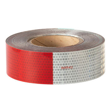 Reflective Conspicuity Tape, 150 ft Roll lg, 2 in wd, Red/Silver