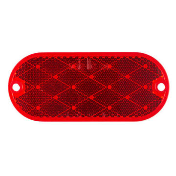 Oval Reflector, 4-3/8 in lg, 1-7/8 in wd, Red, Acrylic Lens