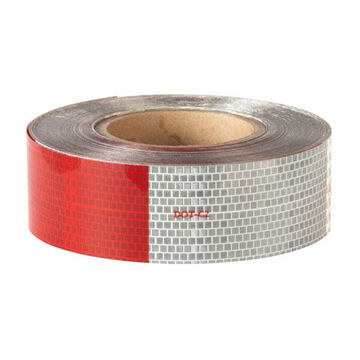 Reflective Conspicuity Tape, 150 ft Roll lg, 2 in wd, Red/Silver
