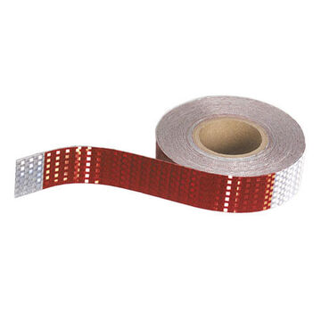 Conspicuity Reflective Tape, 150 ft lg, 2 in wd, Red/Silver