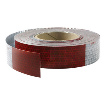 Non-Lighting Conspicuity Tape, 150 ft Roll lg, 1.5 in wd, Red/Silver