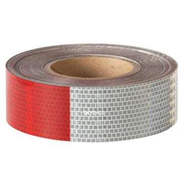 Reflective Conspicuity Tape, 150 ft Roll lg, 2 in wd, Red/Silver