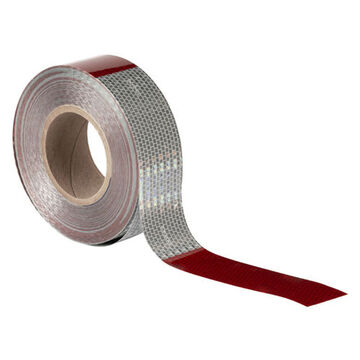 Reflective Conspicuity Tape, 150 ft Roll lg, 2 in wd, Red/Silver