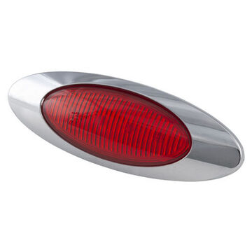 Oval Marker Light, Red, LED, 0.875 in Hole, Screw Mount, Polycarbonate, 0.12 A
