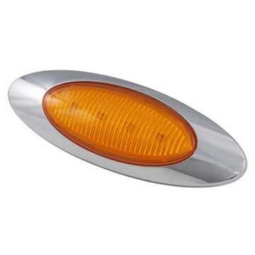 Oval Marker Light, Amber, LED, 0.875 in Hole, Screw Mount, Polycarbonate, 0.12 A